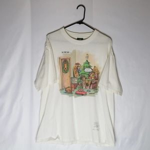 Logotel The Far Side Tee Mens XL White Christmas Cartoon Comic Shirt 80s Vintage